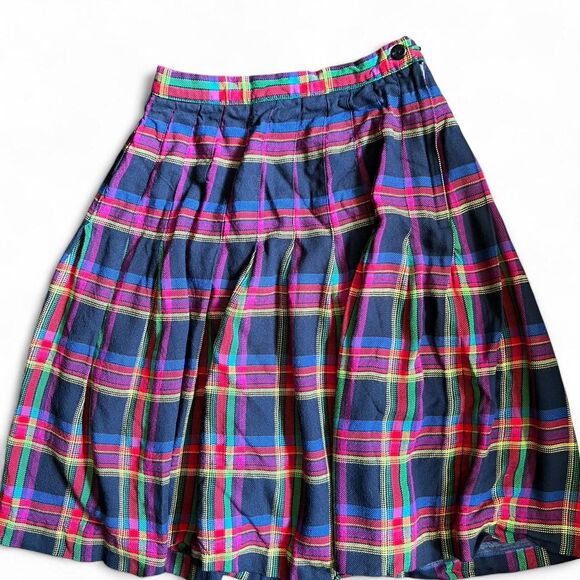 True Vintage 80s KGR Pleated Plaid Skirt size 4 - Picture 1 of 6